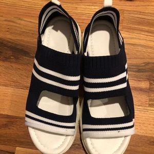 Navy and White Striped Chunky Sandals